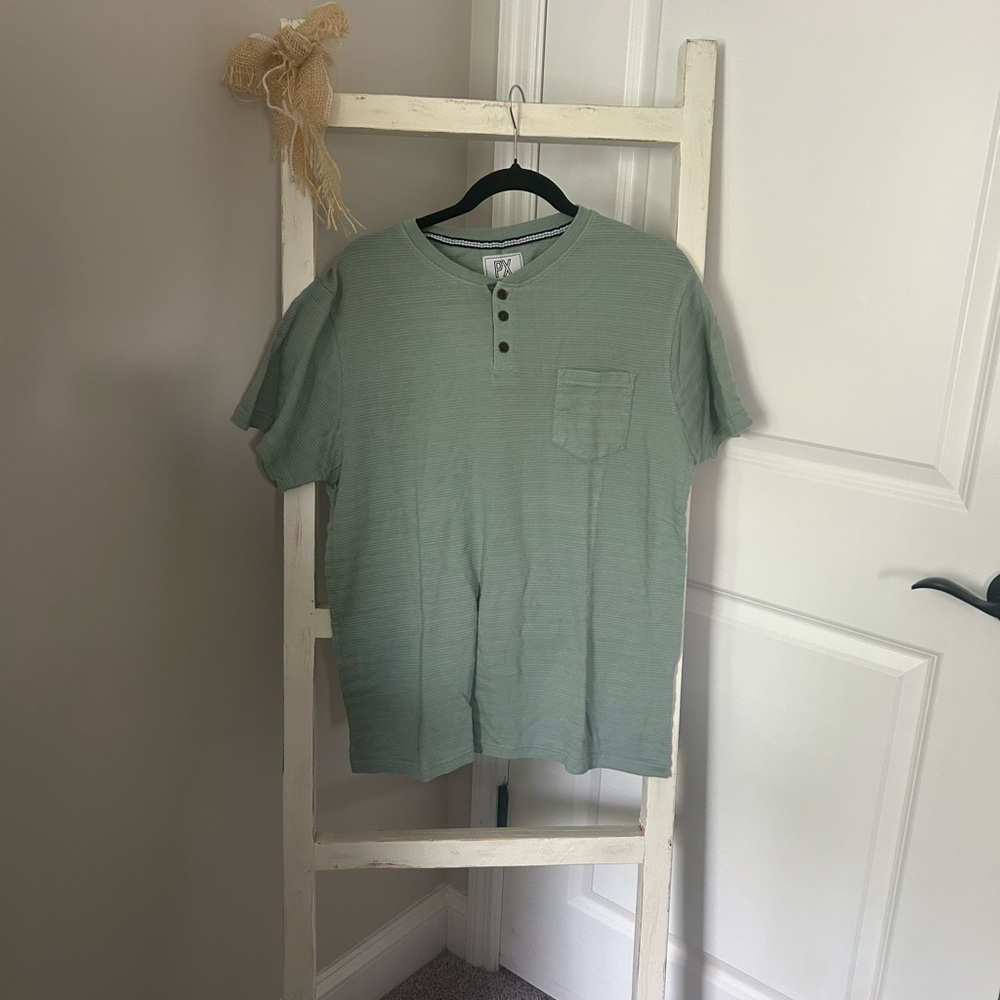 Green Short Sleeve Tee with Soft Knit Texture